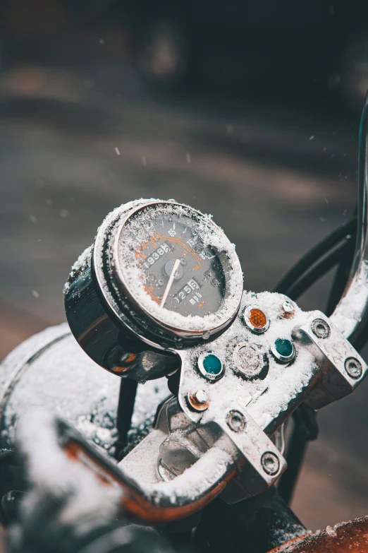 the view of a meter on a motorbike, taken from close up