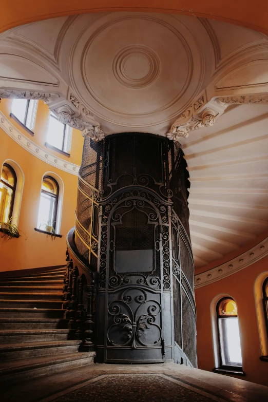 an image of a staircase going up in the building