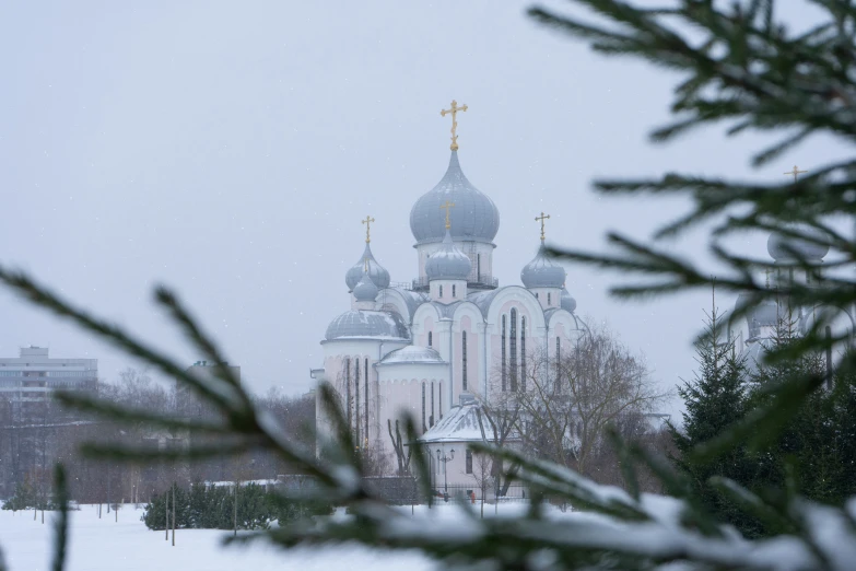 the buildings at st savasiv's cathedral in winter
