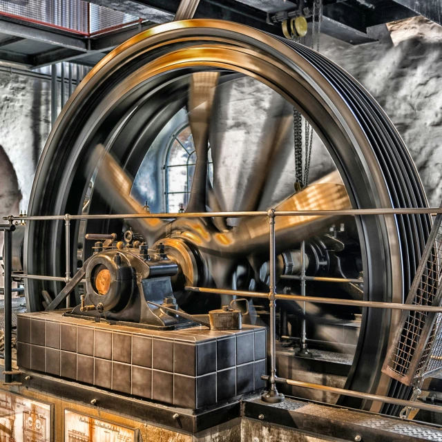 a large metal machine inside a large industrial setting