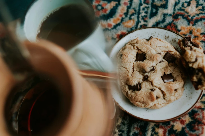 cookies on a plate and coffee