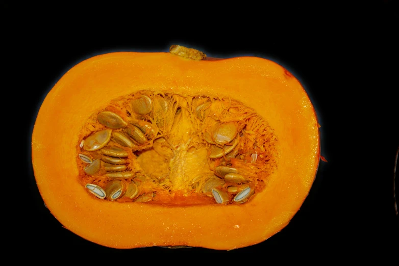 closeup of the inside of a yellow pumpkin