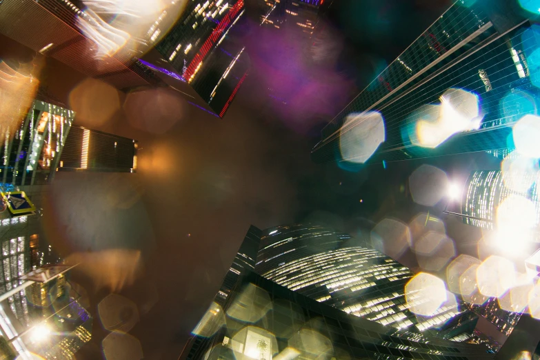 looking down at a large street from below in a mirror