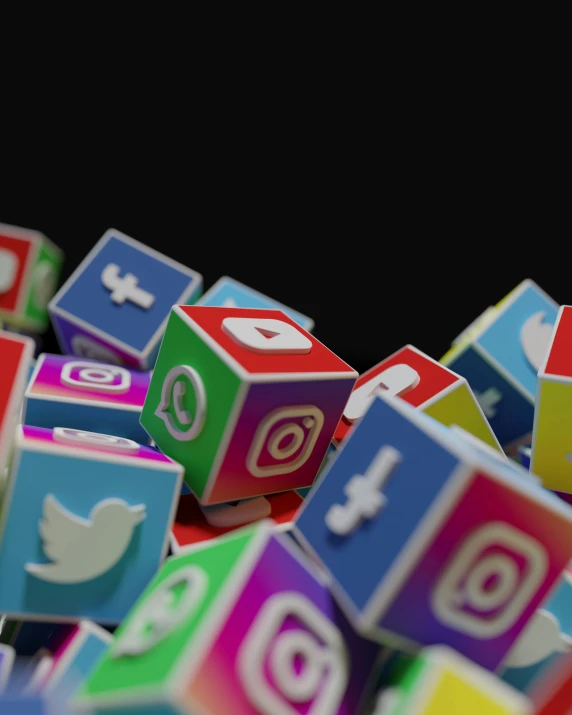 close up of colorful blocks with social networking