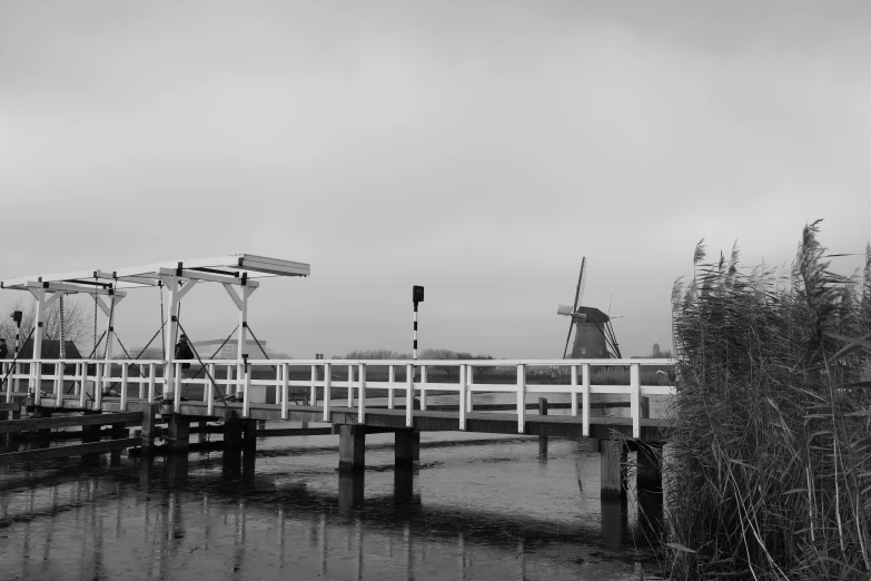 this black and white po has a windmill