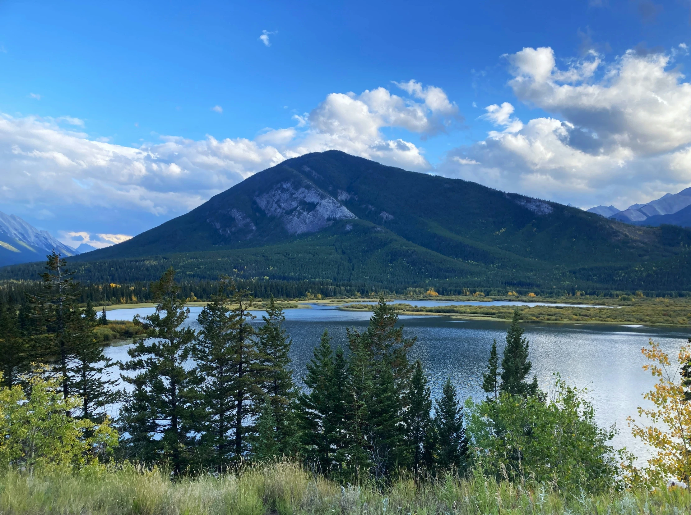 the mountain in the distance is high up