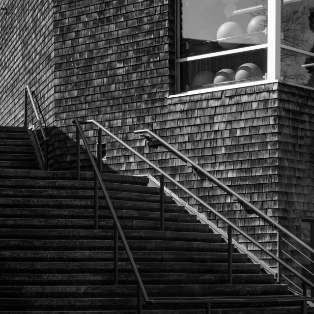 a view of steps leading up to a window