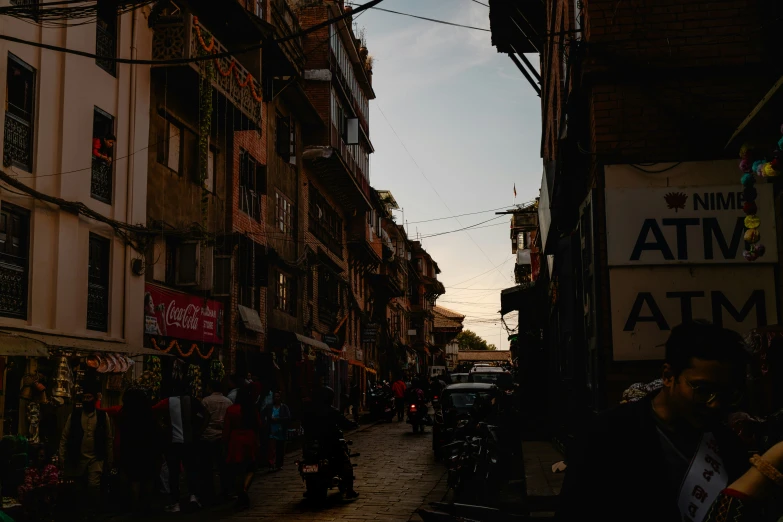 an empty street with lots of signs all over it