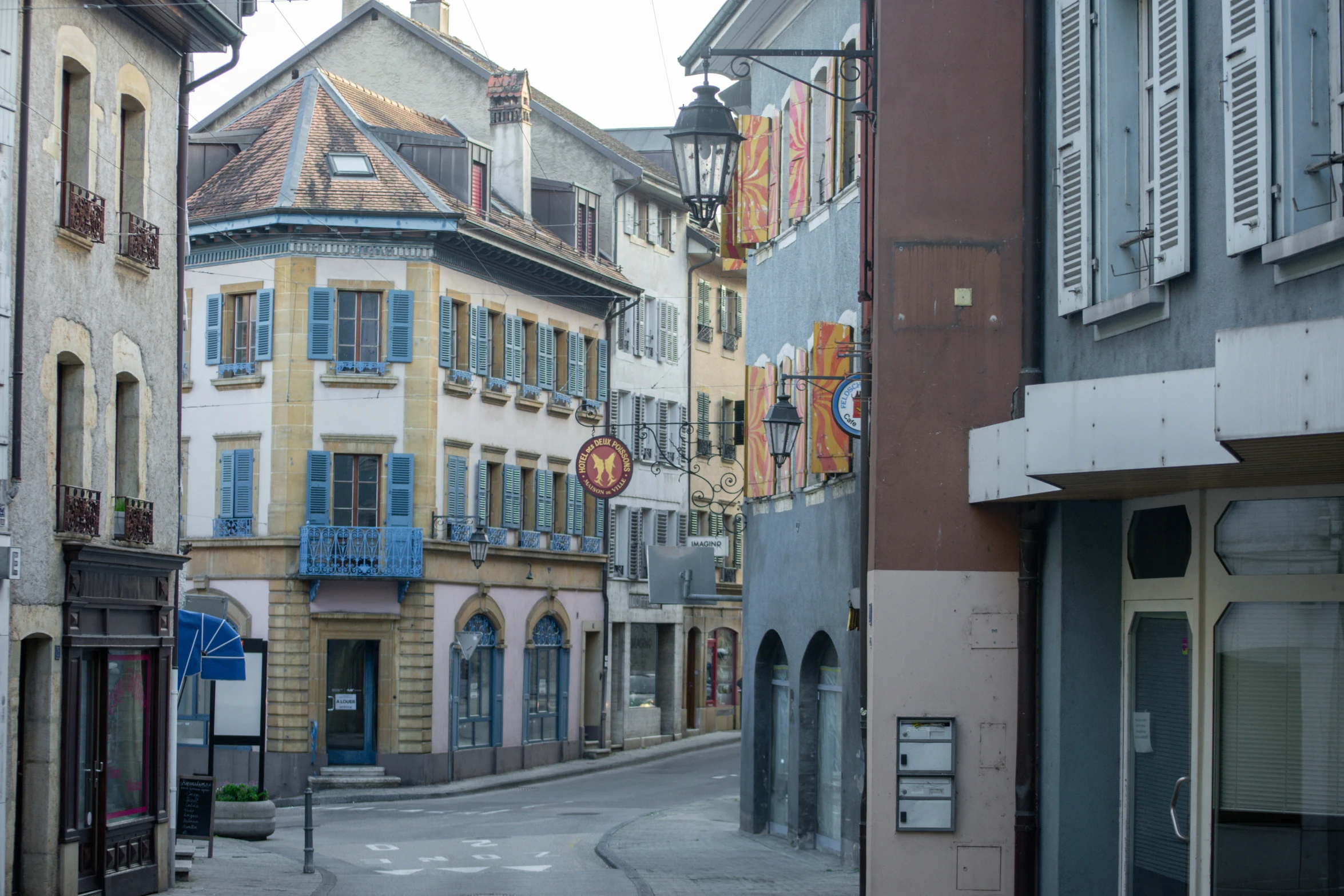 a quiet city street in an old european city