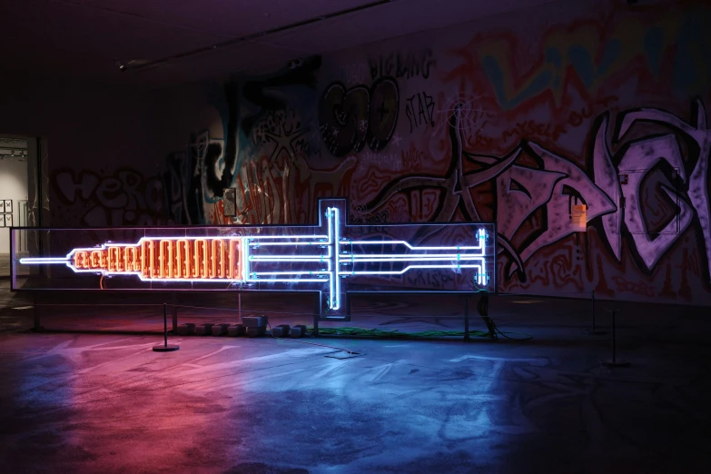 a light drawing on a wall and floor