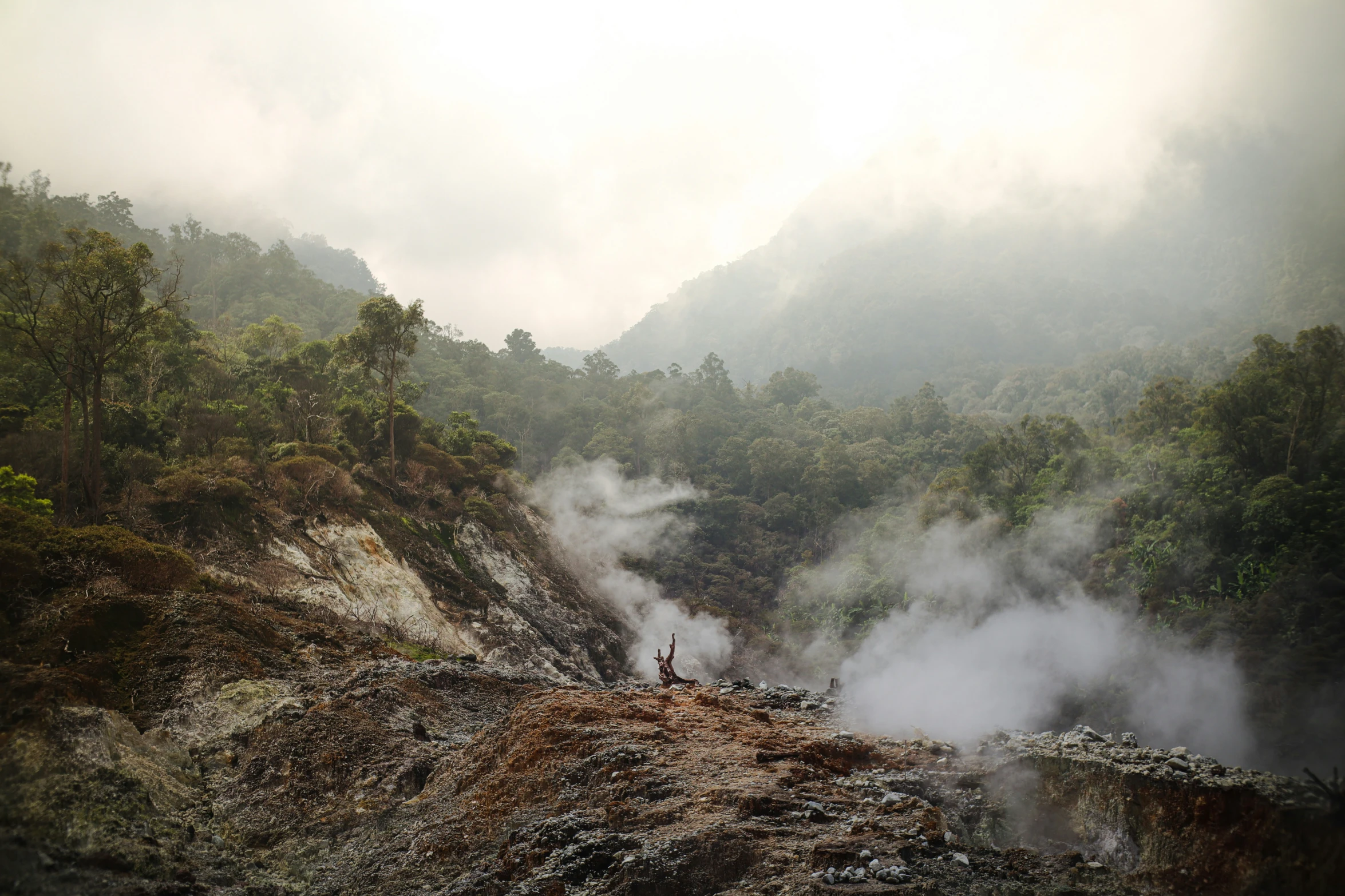 the view of some steam coming out from the ground