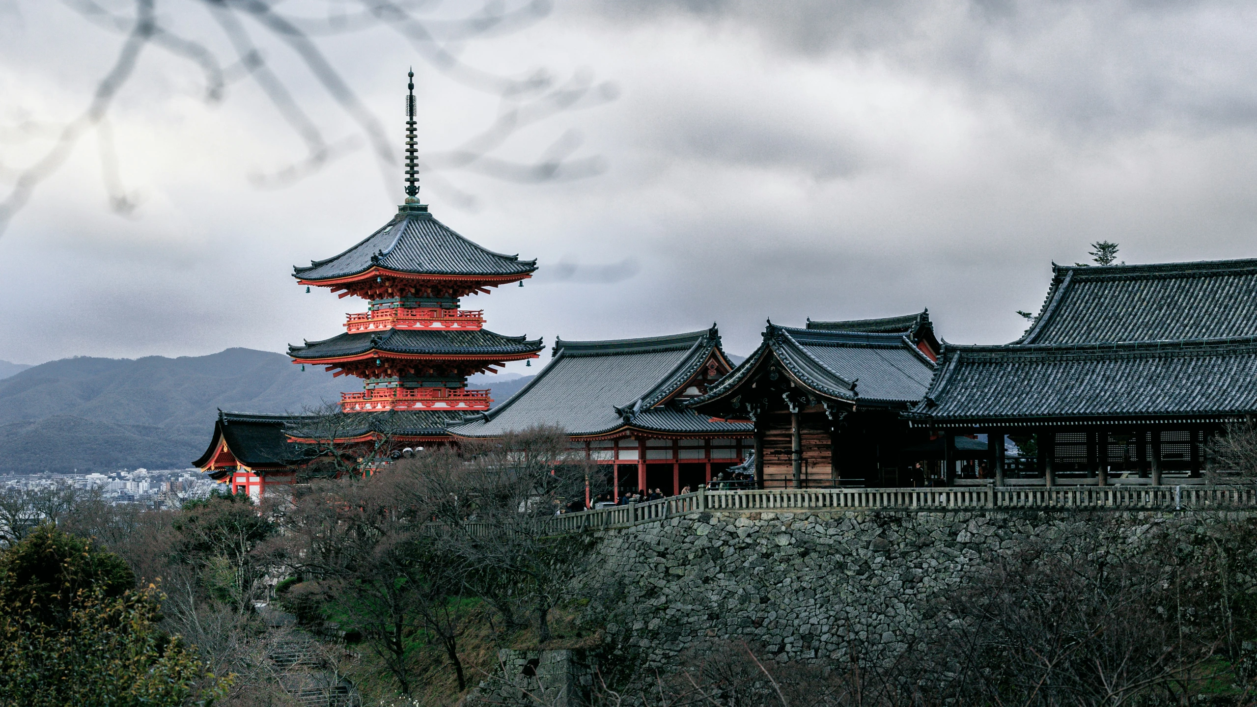 a tower in the distance with trees growing on it