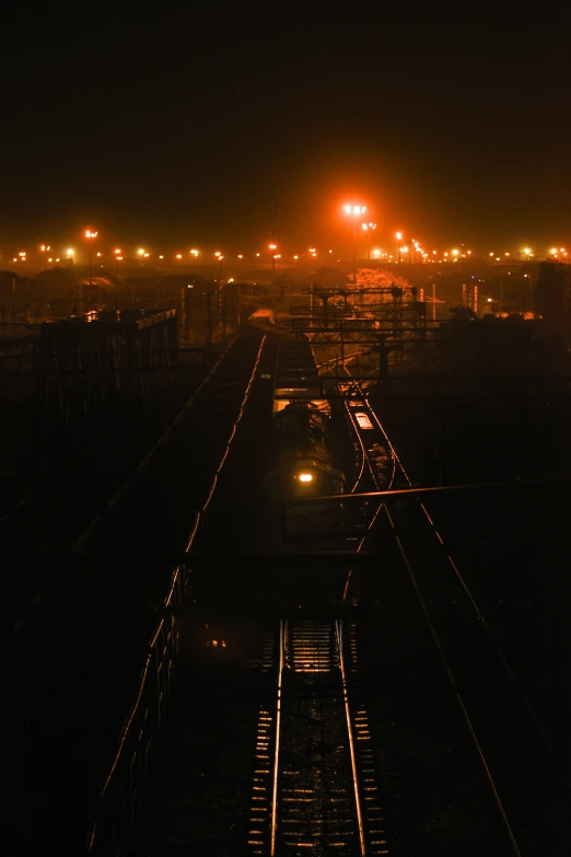 the tracks are lit up in the dark