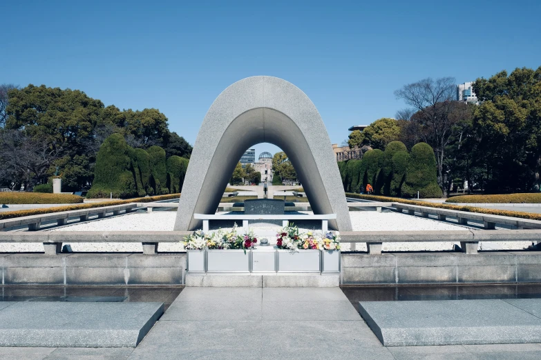 this is a view of an art deco design in a park