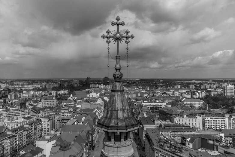 view over a city and tower of the clock