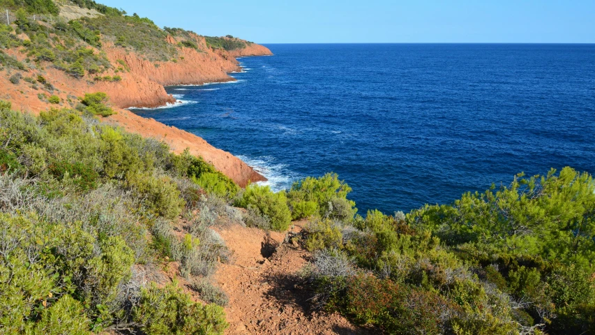 an uphill and beach along the shore line