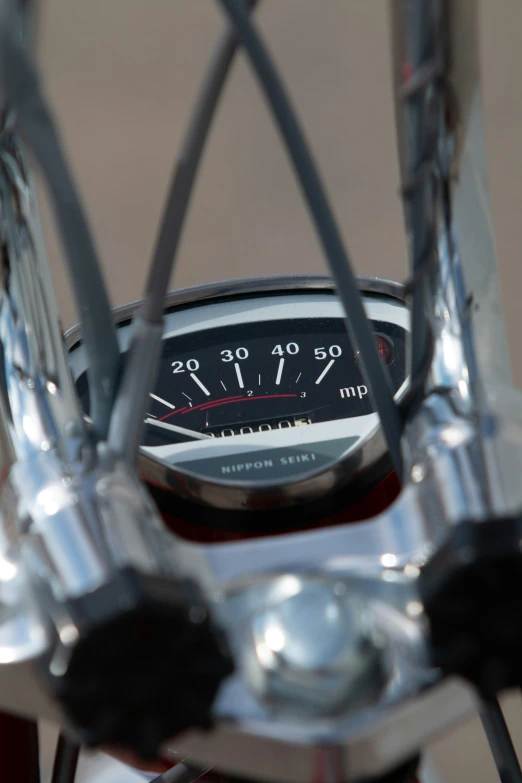 a meter displayed on the front wheel of a motorcycle