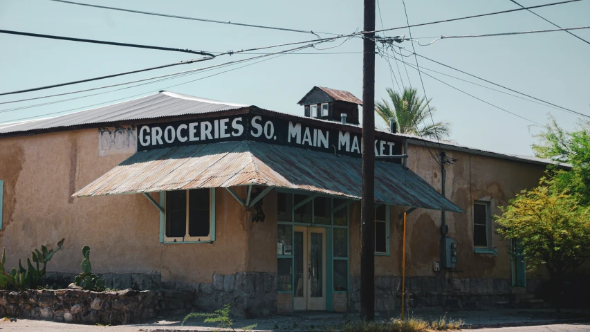 the corner store front of an old business