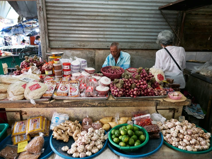 this is a farmer's market with a number of fresh produce