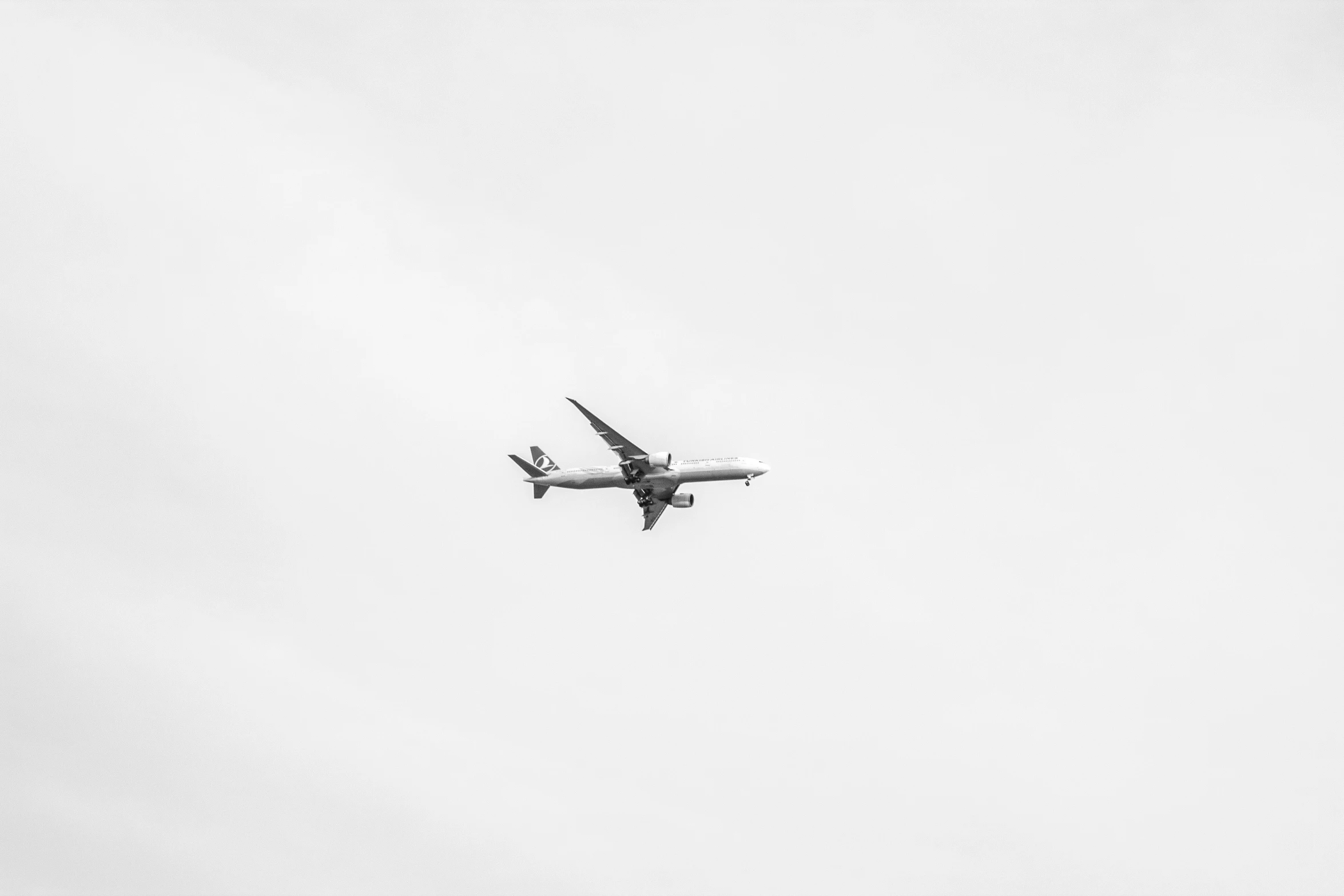 a black and white po of an airplane in flight