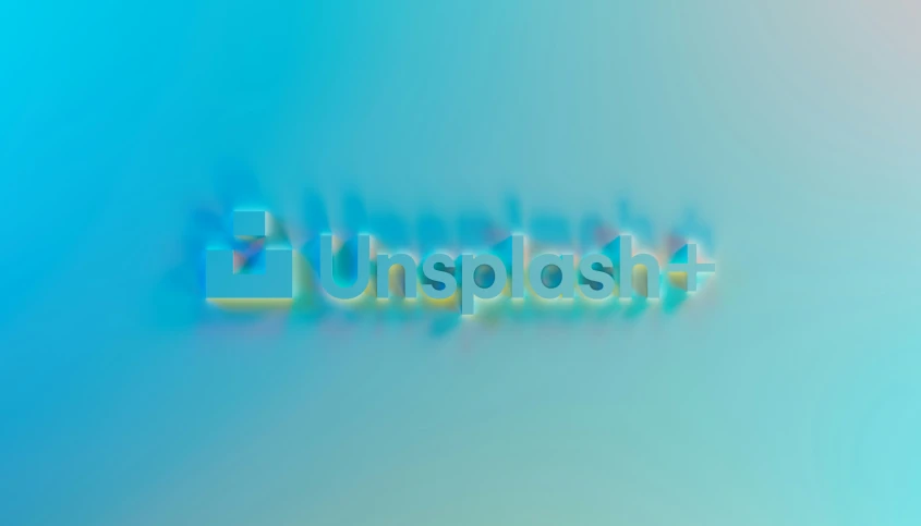 the word unsplash on a blue, green and purple background