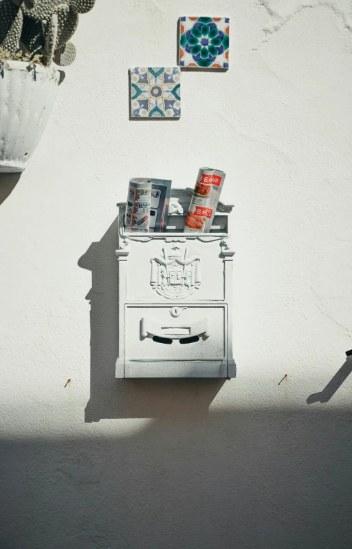 a table and some cans on it near a window