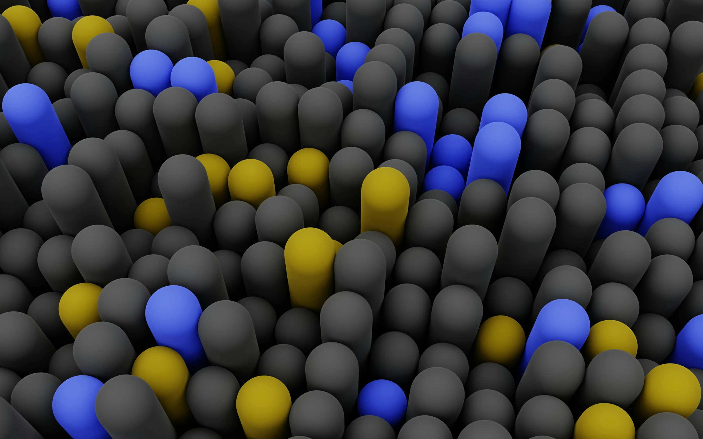 a 3d po of an image of many small black and yellow objects