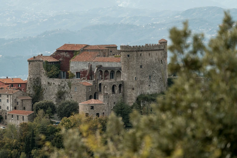 the old abandoned city is nestled in the mountains