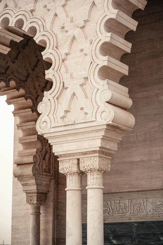 the pillars and sides of an ornate building