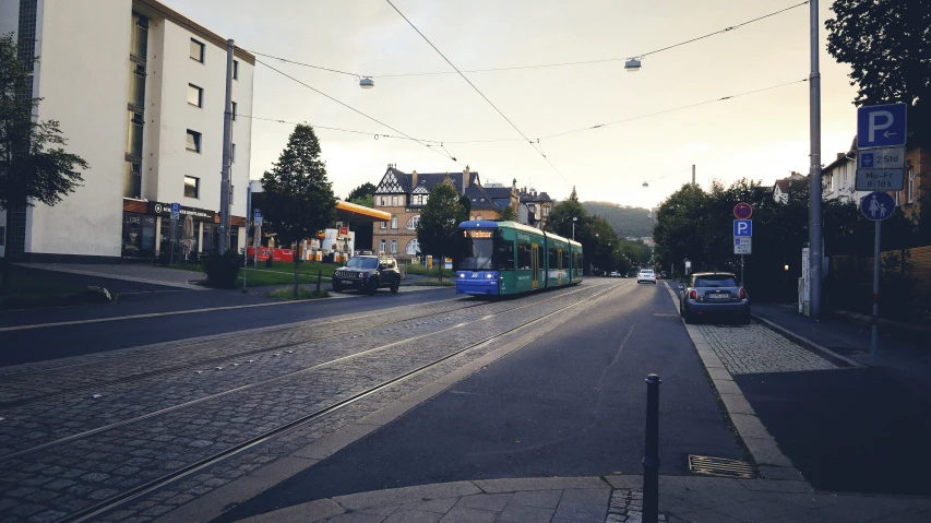 an image of a trolley coming down the street