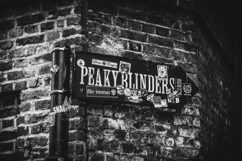 a street sign on the side of a brick building