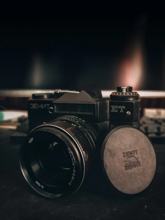 a closeup view of a camera on a table