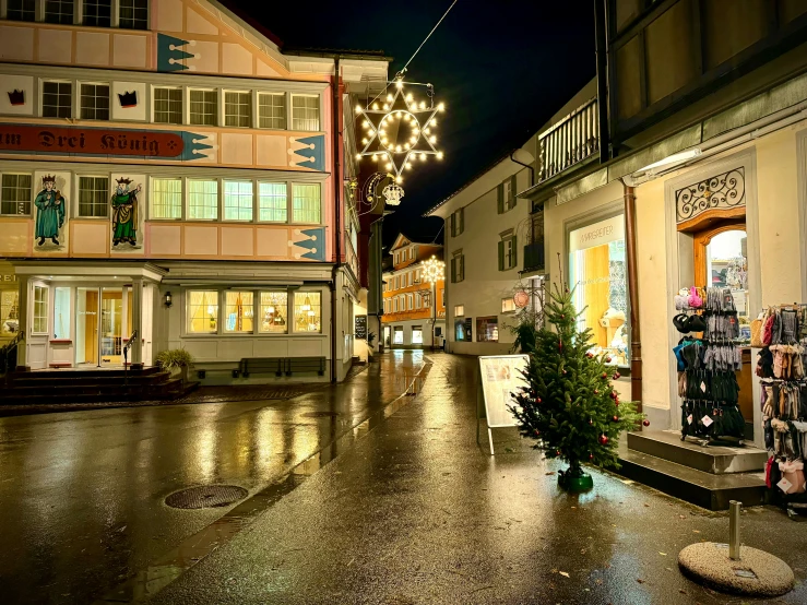 the shopping street in the town is very quiet