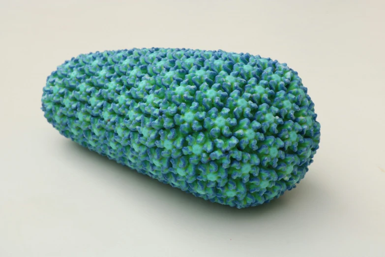 the sponge is a bright, turquoise substance