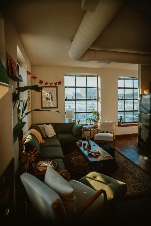 there is an old living room with high ceilings