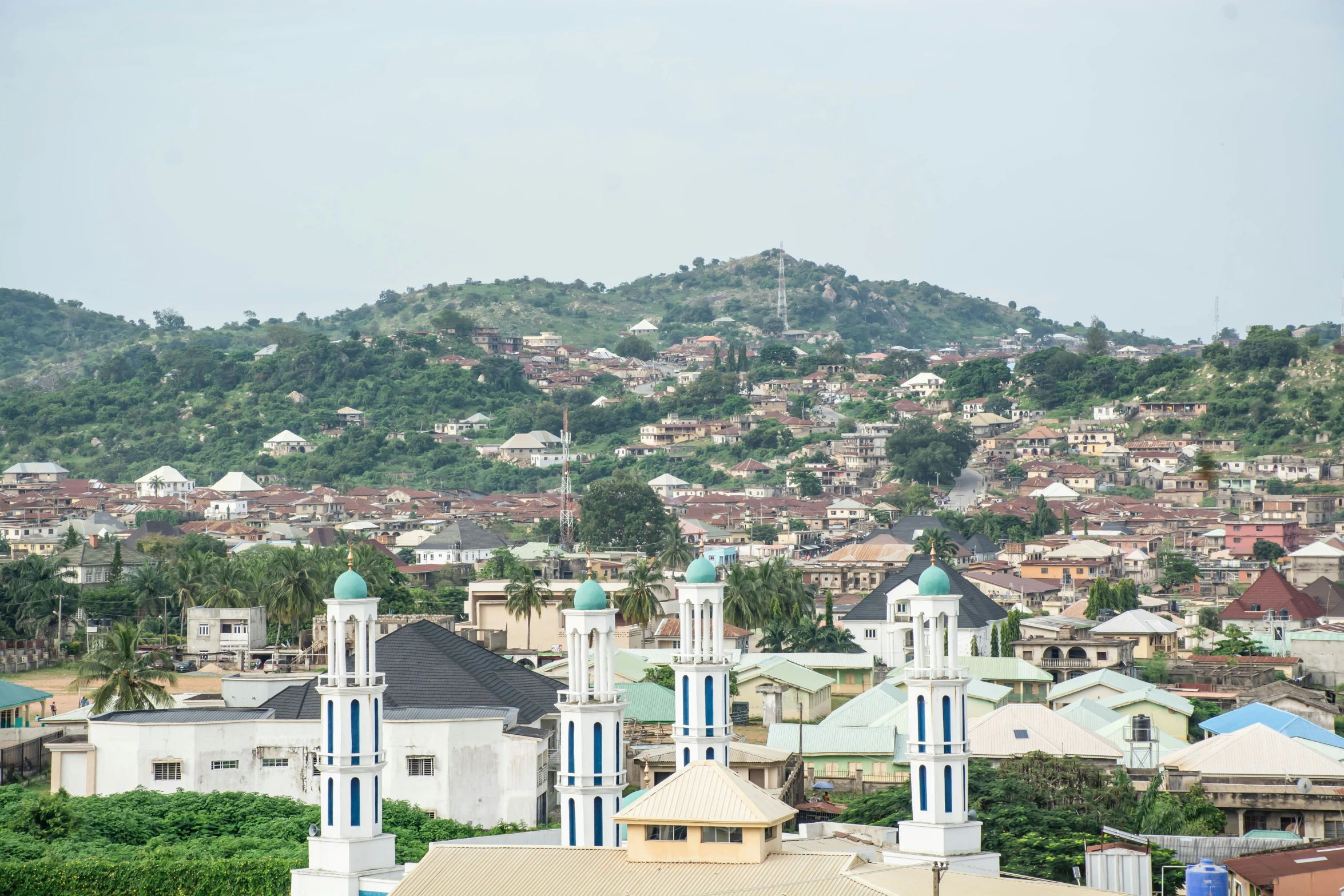 the city is nestled above a mountainous area