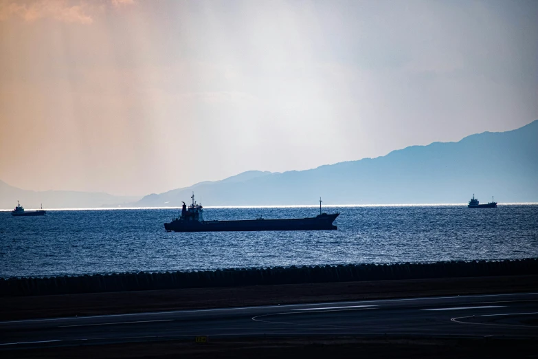 a large boat in the middle of the ocean