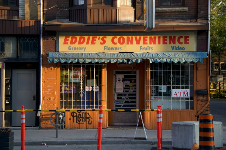 an old, torn down store front in the daytime