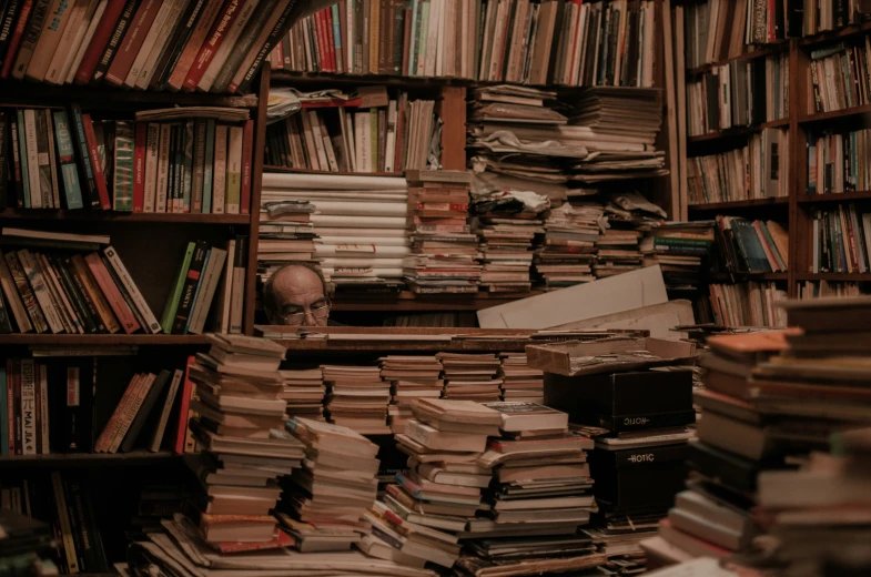a book collection filled with books and old record records
