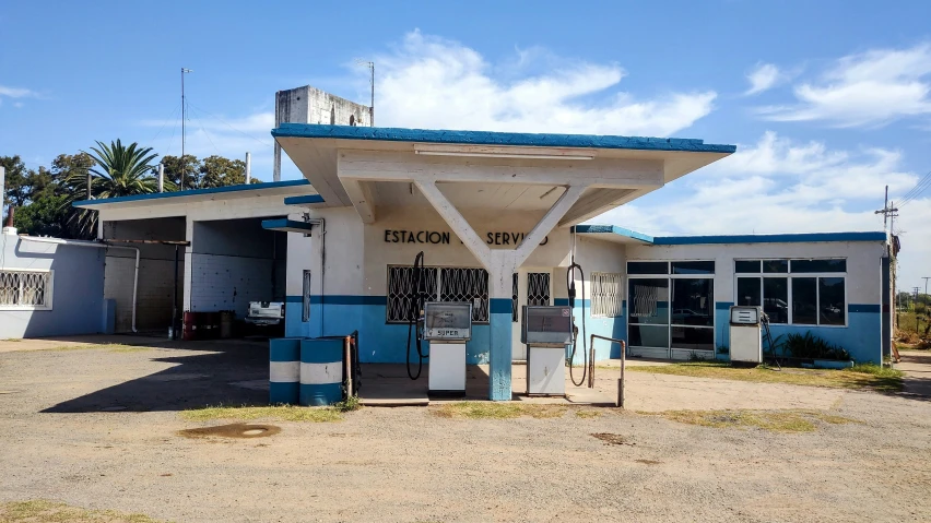 a gas station with no cars or people on it