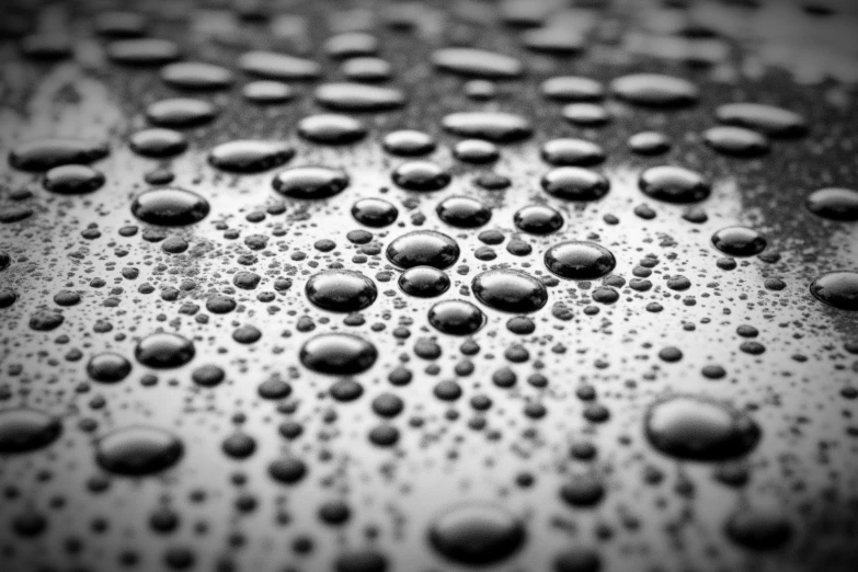 closeup of water droplets on a metal surface