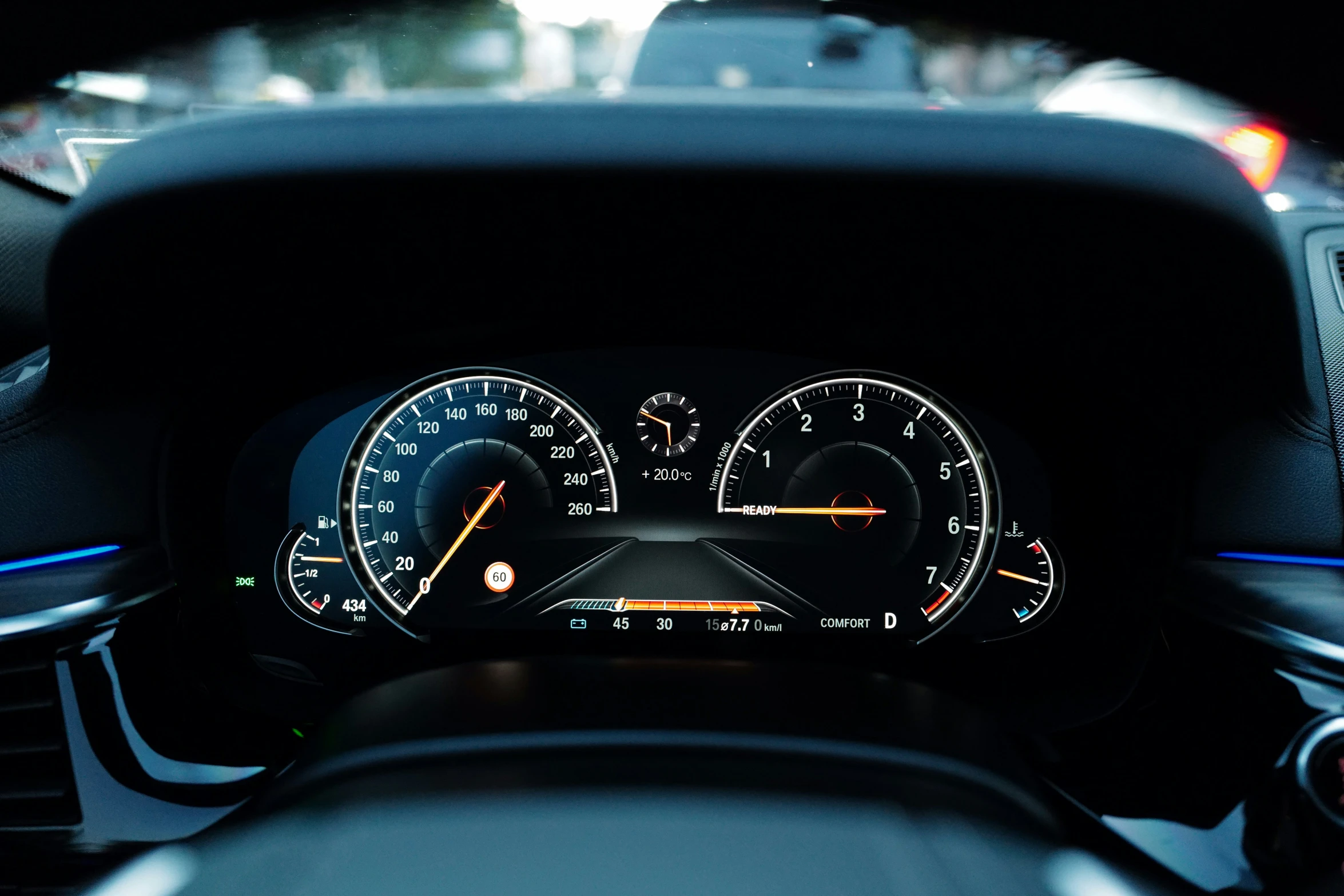 the dash light and meters on a car
