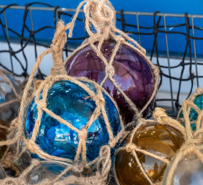 some very pretty ornaments in a basket